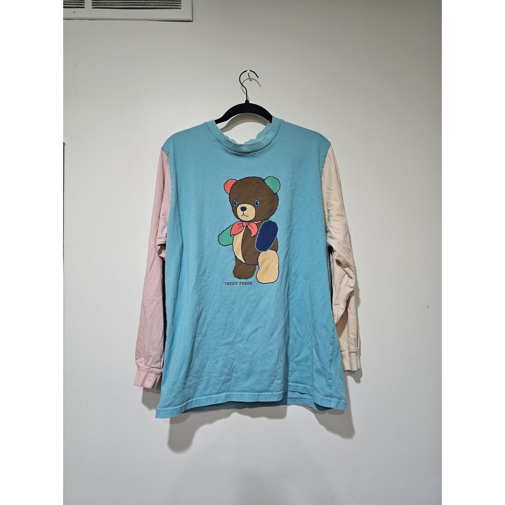 Teddy Fresh Shirt Mens Large Pastel Teddy Bear Graphic Long Sleeve Tee T-Shirt